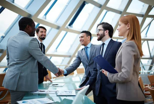 five person business deal